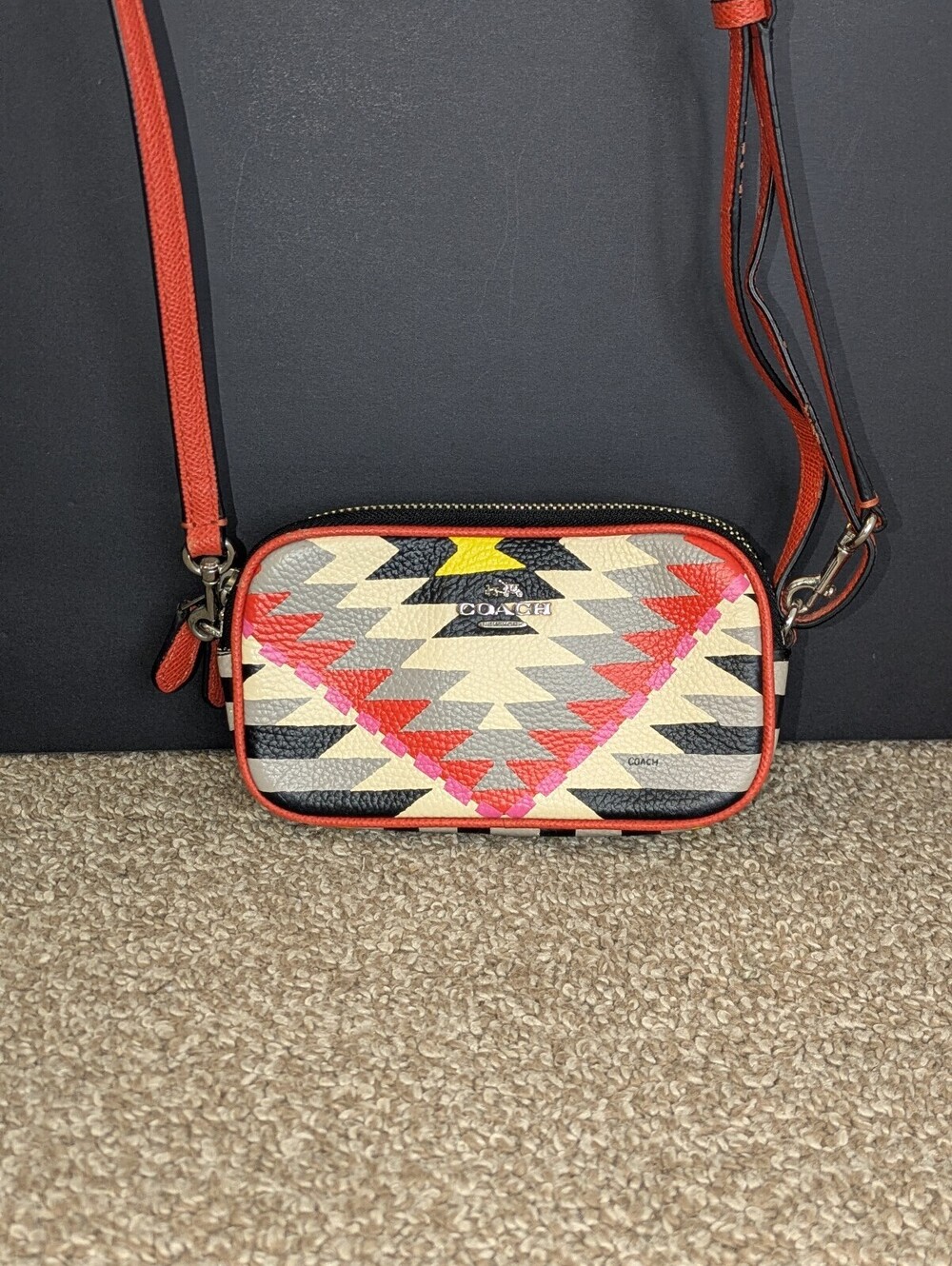 Coach Dreamweaver Crossbody Bag Multicolor Geometric Southwest Aztec Leather